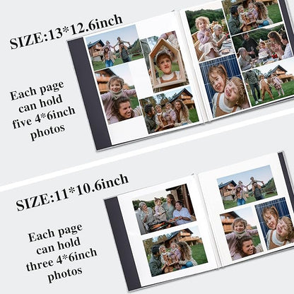 Vienrose Large Photo Album Self Adhesive for 4x6 8x10 10x12 Pictures Linen Scrapbook Album DIY 40 Blank Pages with A Metallic Pen Khaki