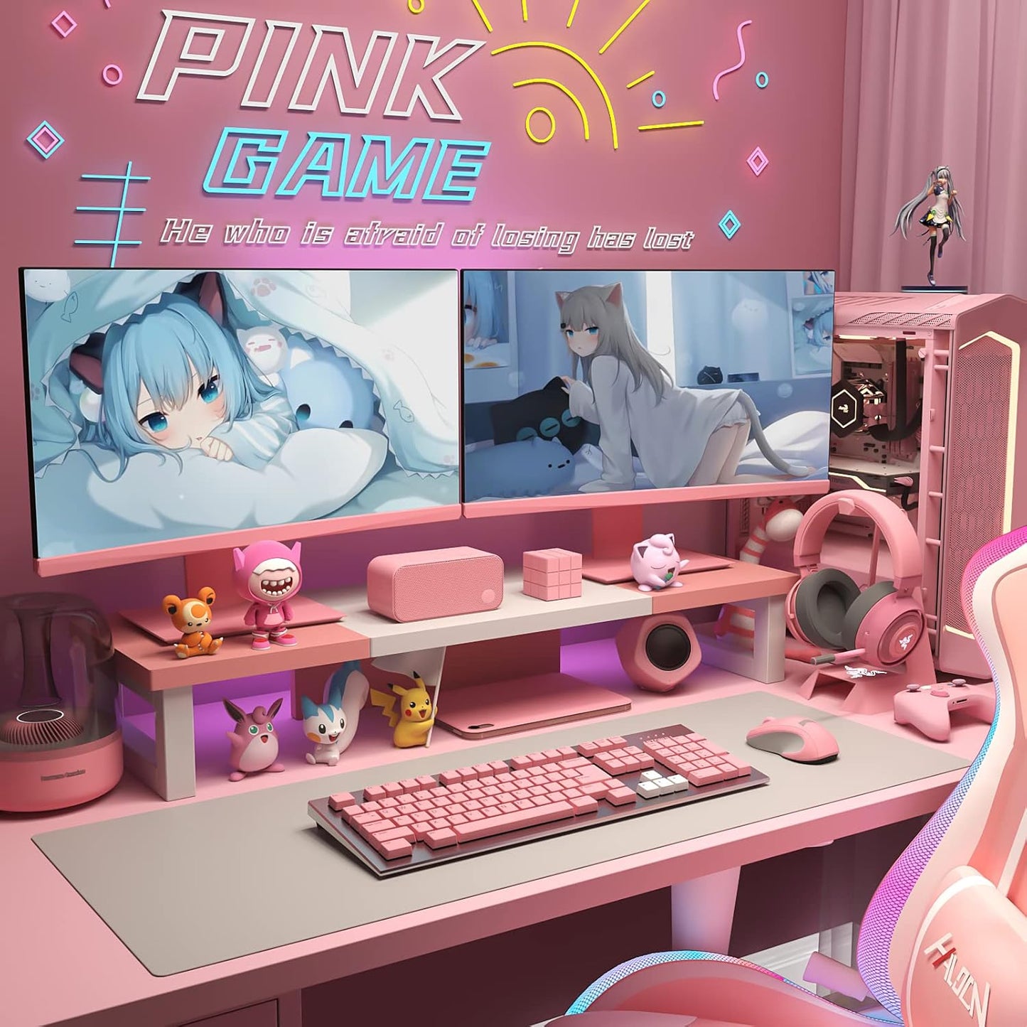 WESTREE Dual Monitor Stand Riser, Wood and Steel Monitor Stand Riser, Computer Monitor Stand for 2 Monitors, Multi-Purpose Desktop Storage Stand for Computer,Laptop,Printer,TV