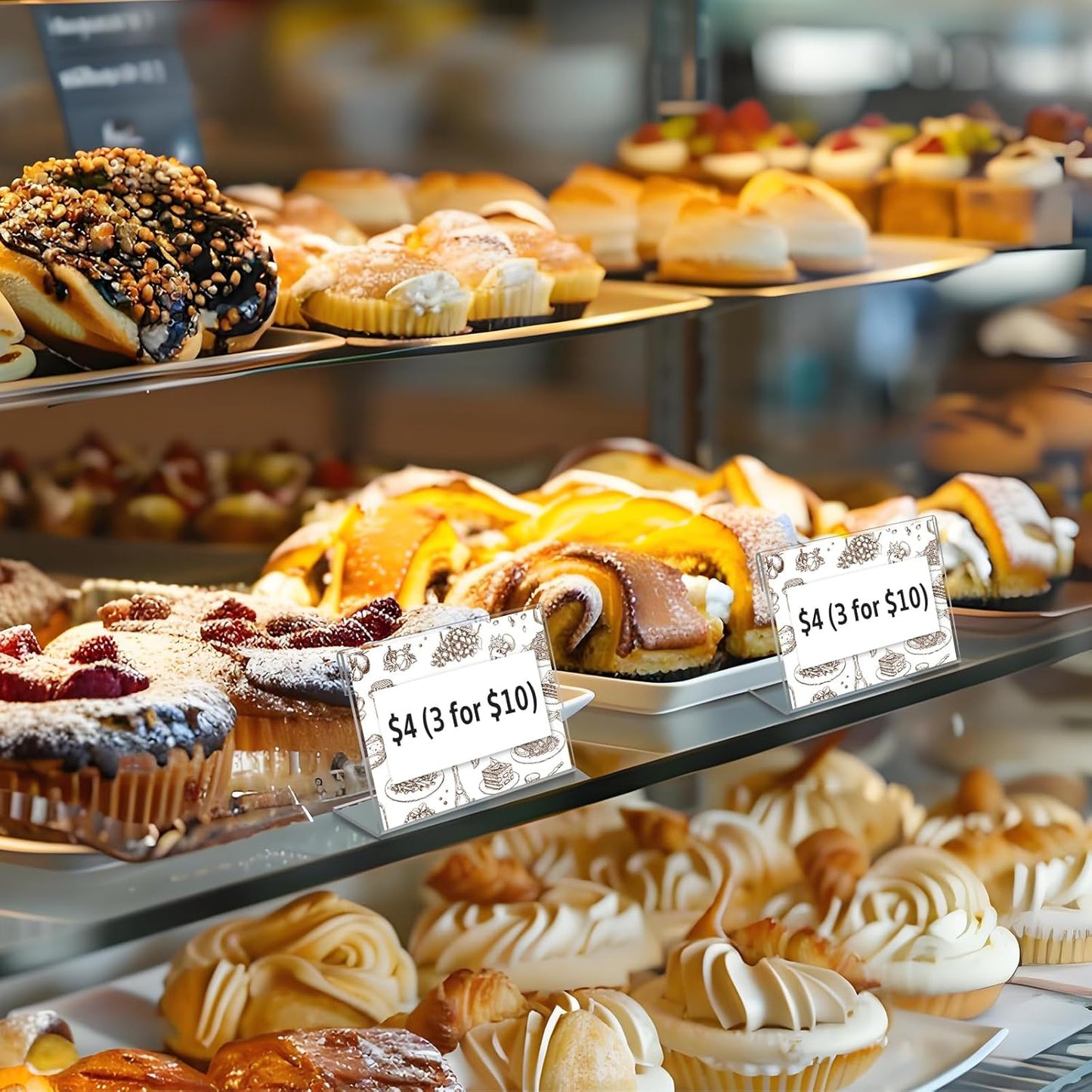 30 PCS Small Acrylic Sign Holder 3.5" x 2", Mini Acrylic Food Sign Labels for Party Buffet, Retail Price Display Holder, Clear Plastic Table Counter Top Stand for Place Cards, Name Card, Wedding Signs