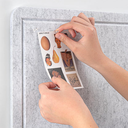 Bulletin Board, 35 x 17 1/2 inches Felt Board - Decorative Pin Board, Cork Board Alternative for Wall, Foldable Picture Board Self-Adhesive Vision Board Prayer Board with 20 Pushpins - Marble White