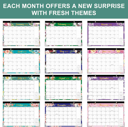 Lbylyhxc Desk Calendar 2026-2027, 18-Month School Year Calendar 2026-2027, January 2026 to June 2027, Large Desktop Calendar Monthly for Teacher with Corner Protectors 17" X 12" (Flowers Desk Calendar, 17x12 inches)