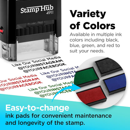 Self Inking Personalized Stamp - Up to 3 Lines, Custom Return Address, Customizable Office Name Rubber - Easy to Change Ink Cartridge, Multiple Ink Color Options - Small