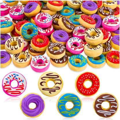 Donut Erasers, 100 Pieces 3D Cute Food Mini Erasers, 3D Donut Erasers Bulk, Novelty Pencil Erasers for Candy Party Favor Gift Filling and Art Supplies
