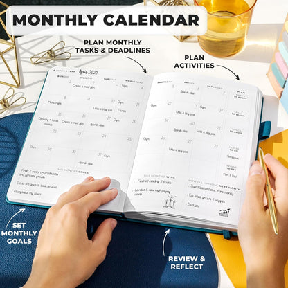 Clever Fox Planner Premium Edition – Undated Luxurious Weekly & Monthly Planner to Increase Productivity and Hit Your Goals – Organizer – Start Anytime, A5, Lasts 1 Year, Dark Teal (Weekly)