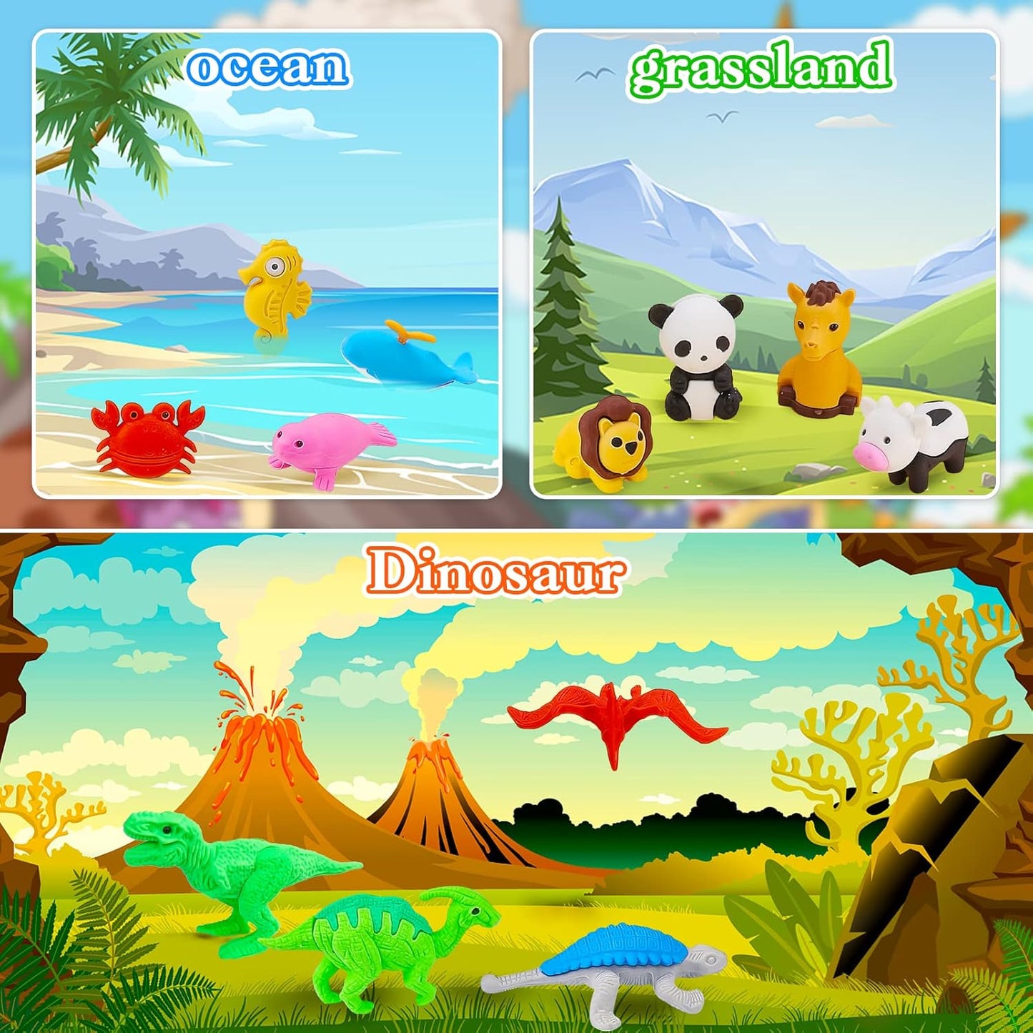 Zkptops 35Pcs Animal Erasers Kids Desk Pets Animal Pencil Erasers Puzzle Erasers Toy Mini Eraser Prize Bulk for Classroom Reward, Treasure Box, Easter Egg Filler, Party Favor, Goodie Bag Stuffer Gift