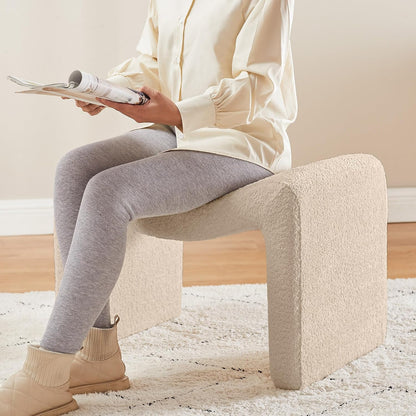 Large Footstool Ottoman, Multi-Functional Modern Foot Stool, Sofa Footrest Extra Seating for Living Room, Entryway, Hallways and Bedrooms, Large, Camel
