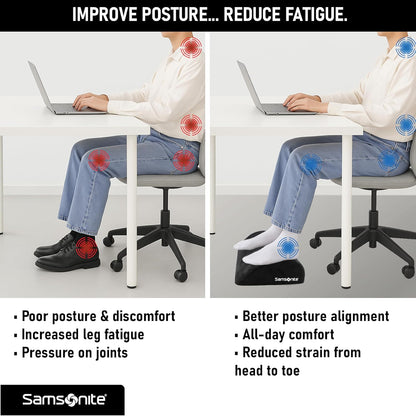 Samsonite Foot Rest for Under Desk at Work – Ergonomic Foot Stool for Couch – Versatile Under Desk Footrest for Office & Home, Foot Support Underdesk