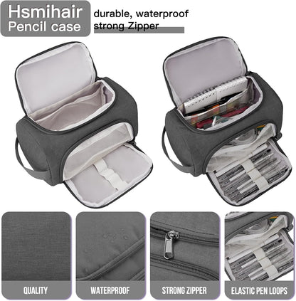 Large Pencil Pouch,Pencil Case Aesthetic,Zipper Pencil Box For Girls Back To School Supplies Emergency Bag Makeup Bag (Grey)