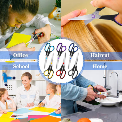 Scissors Set of 24-Pack, 8" Scissors All Purpose Comfort-Grip Handles Sharp Scissor for Office Home School Craft Sewing Fabric Supplies, High/Middle School Student Teacher, Right/Left Hand