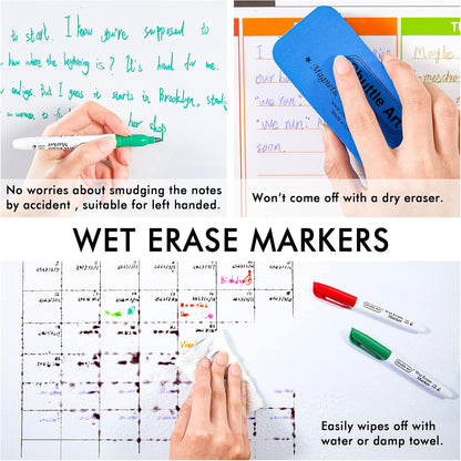Shuttle Art Wet Erase Markers, 15 Colors 1mm Fine Tip Smudge-Free Markers, Use on Laminated Calendars,Overhead Projectors,Schedules,Whiteboards,Transparencies,Glass,Wipe with Water