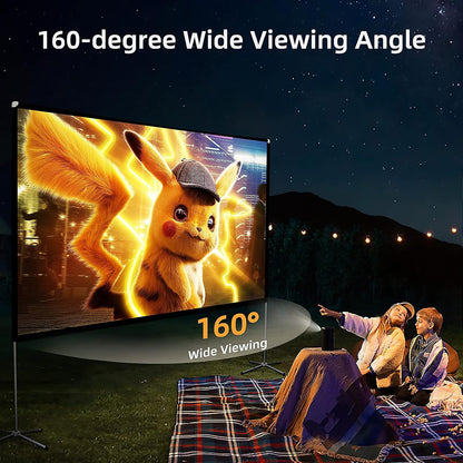 Portable Projector Screen with Stand Outdoor: Camping Projection Screen 80 inch 4K Movie Screen for Home Backyard Indoor 16:9 HD Night