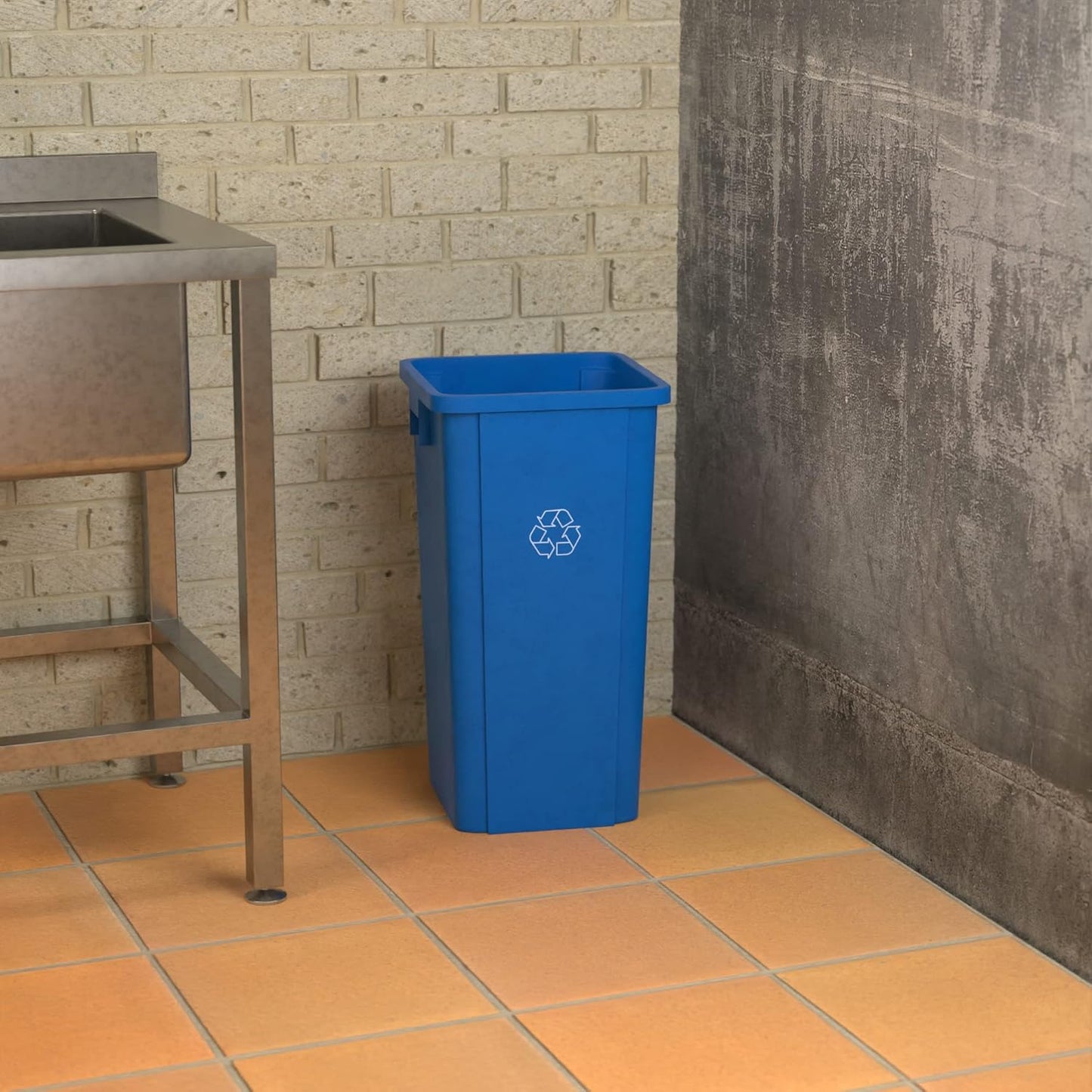 23 Gallon Blue Square Commercial Trash Can