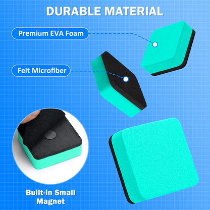 EAONE 48 Pack Dry Erase Eraser, Magnetic Whiteboard Cleaner Mini Chalkboard Cleansers for Classroom, School, Office, Home (Green, 1.97 x 1.97 Inch)