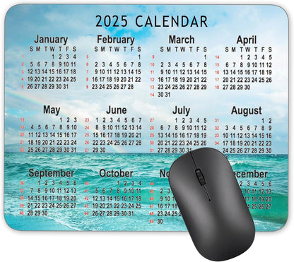Calendar Mouse pad, 2025 Calendar Seawater Background Natural Rubber Quality Creative Gaming Mouse Pad Rectangle Mouse Personalized Desk Mouse Pad 9.5 inch x 7.9 inch