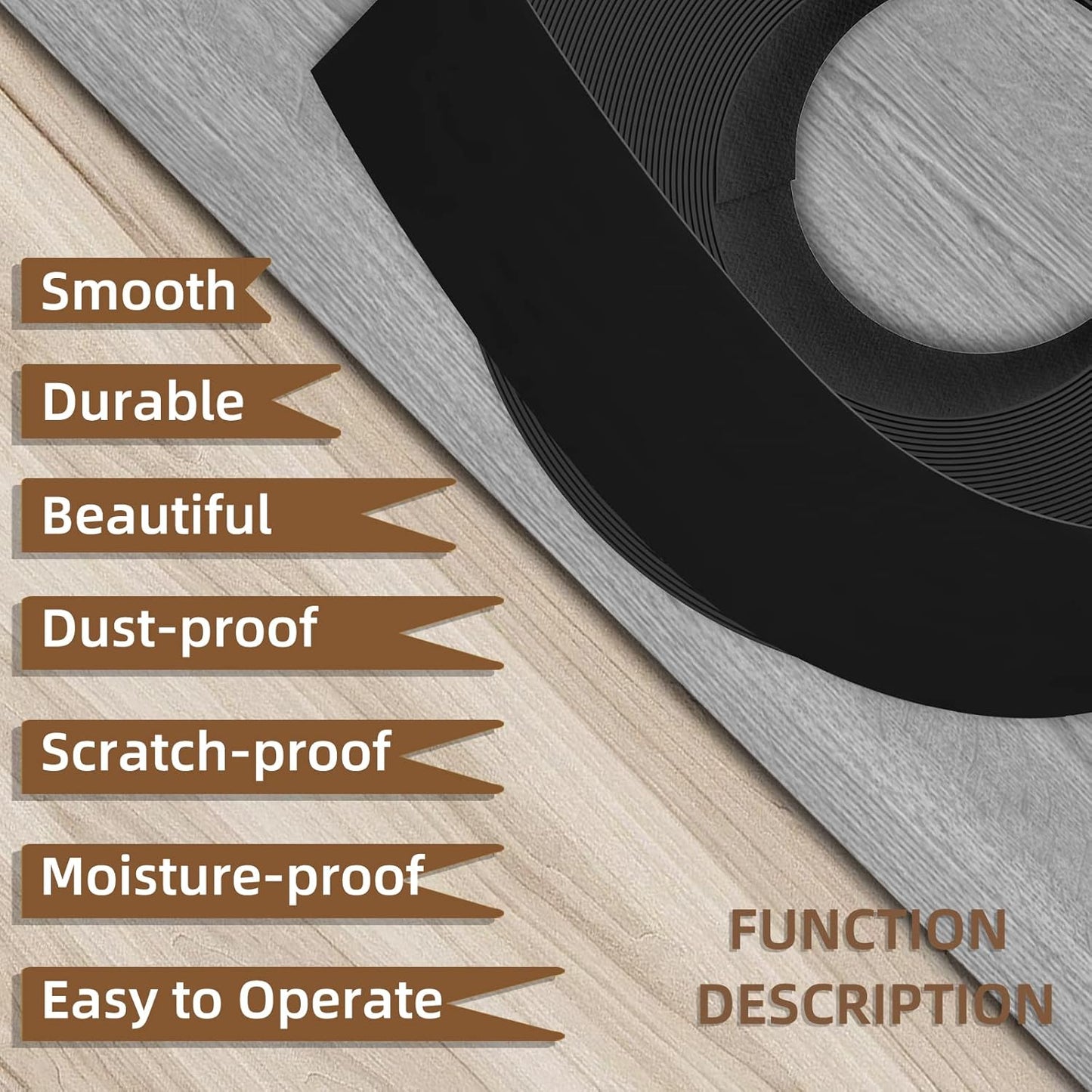 GSCIT Club Black Edge Banding, 3/4 inch x 250ft Melamine Edge Banding with Hot Melt Adhesive Preglued Cabinet Edge Banding Flexible Black Veneer Edging