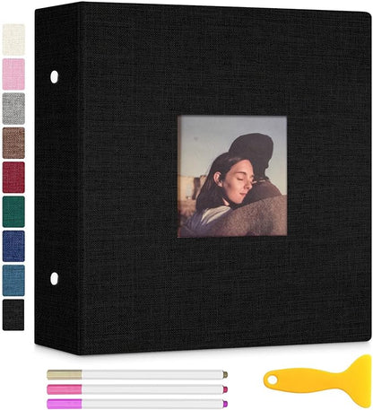 Zesthouse Photo Album Self Adhesive with Picture Display Window, 3-Ring Scrapbook Albums 60 Pages Holds 8x10 5x7 4x6 Photos, DIY Photo Book Ideal Gift for Family Wedding Baby