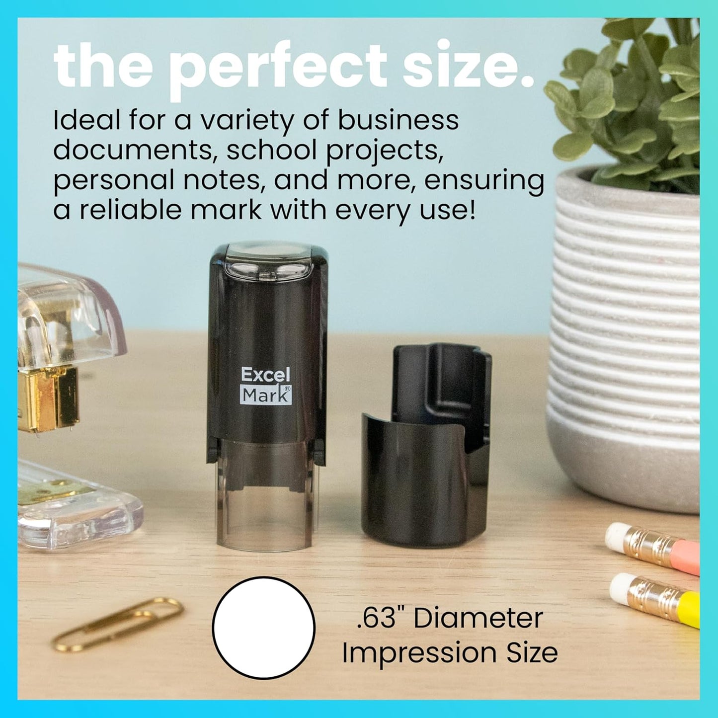 ExcelMark Round Teacher Stamp - Thumbs UP (Solid) - RED Ink