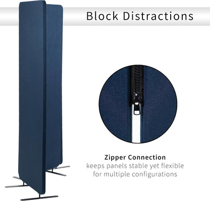 VIVO Freestanding 72 x 66 inch Privacy Panel, Cubicle Divider, Acoustic Wall Partition, x3 24 inch Panels, Navy Blue, PP-3-T072NB