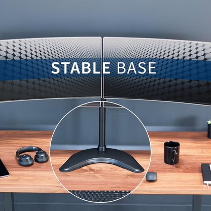 VIVO Dual Ultrawide Monitor Mount, Free-Standing Desk Stand for 2 Screens up to 38 Inches, Heavy-Duty Adjustable Arms, Max VESA 100x100mm, Black, STAND-V038F