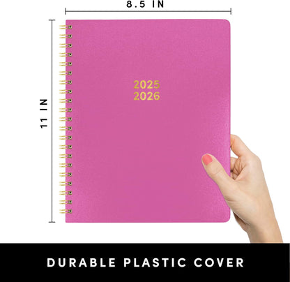 PAPERAGE 17 Month Academic Planner 2025-2026, Weekly & Monthly Spreads, August 2025 - December 2026, Large (8.5 in x 11 in), Raspberry