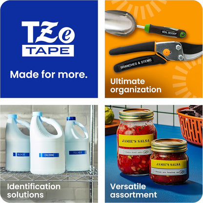 Brother Genuine P-touch TZE-S131 Tape, 1/2" (0.47") Wide Extra-Strength Adhesive Laminated Tape, Black on Clear, Laminated for Indoor or Outdoor Use, Water-Resistant,0.47" x 26.2' (12mm x 8M), TZES131