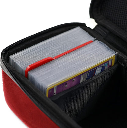 Quiver Time Red Bolt Card Carrying Case fits Pokemon Cards and other TCG Games - Storage Bag for Playing/Trading Cards and Deck Box (Straps, Dividers & 100 Apollo Card Sleeves)