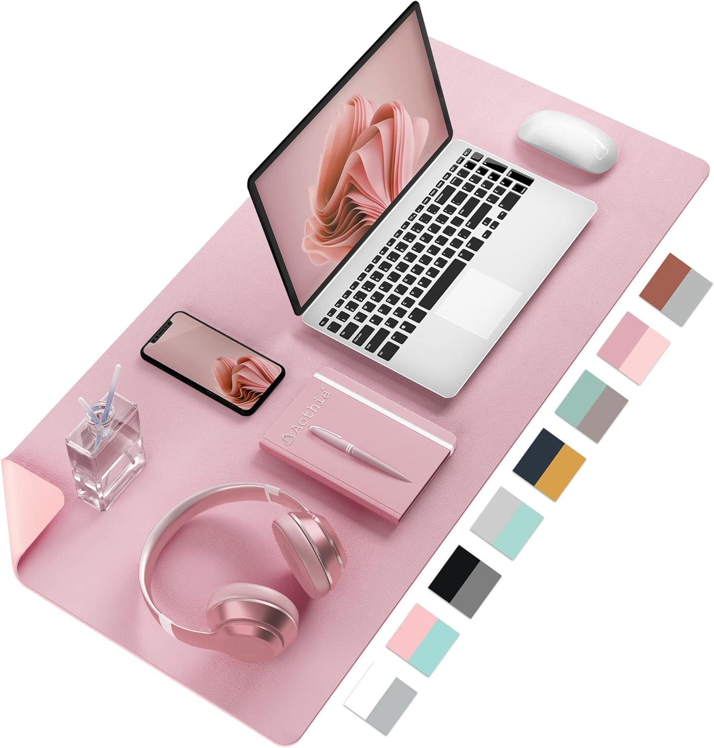 Desk Mat Large Protector Pad - Multifunctional Dual-Sided Office Desk Pad,Smooth Surface Soft Mouse Pad, Waterproof Desk Mat for Desktop, Pu Leather Desk Cover for Office/Home(Purple, 31.5" x 15.7")