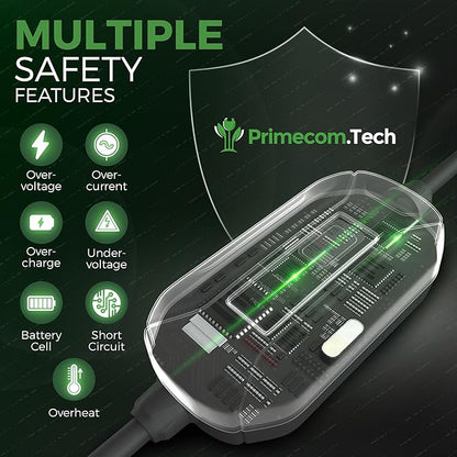 PRIMECOM Level 2 Electric Vehicle (EV) Charger (220V / 240Volt, 16Amp) Portable EVSE Smart Electric Car Charger, 30', 40', and 50 Feet Lengths (NEMA L14-30P, 35 Feet)