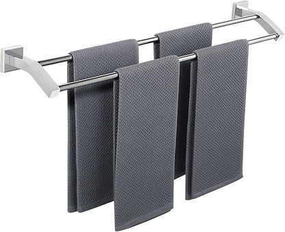 Alise Double Bath Towel Bars Towel Racks for Bathroom Lavatory,Wall Mount Towel Holder Heavy Duty SUS304 Stainless Steel Towel Hanger Towel Rail,GK9700-C Polished Chrome,28 Inch