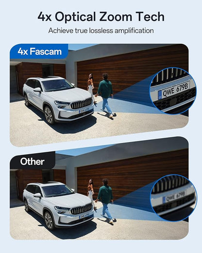 FOSCAM 4K/8MP Security Cameras Wireless Outdoor, 4X Optical Zoom AI Human/Vehicle Detection,66FT Color Night Vision, 120dB Siren, IP66