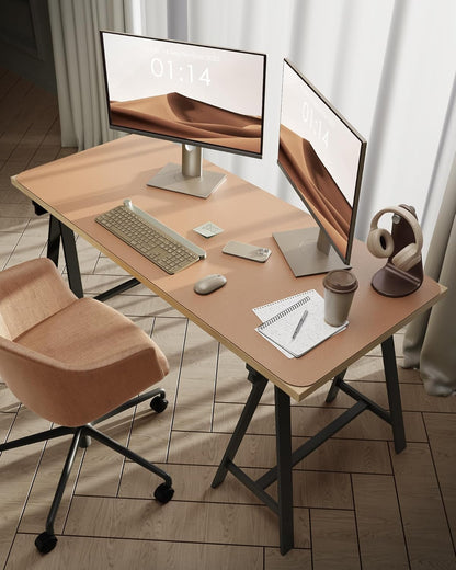 YSAGi Leather Desk Protector, Office Mat, Large Mouse Mat, Non-Slip PU Leather Blotter, Laptop Desk Pad, Waterproof Writing Pad for Office and Home (Khaki, 47.2" x 23.6")