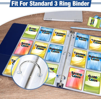 2232 Pockets Double Side Trading Card Sleeves, Fabmaker 9 Pocket Card Sleeves Binder Sheets for 3 Ring Binder, Long-Lasting Trading Card Binder Sleeves Fit for MTG, Baseball, Game, Business Cards