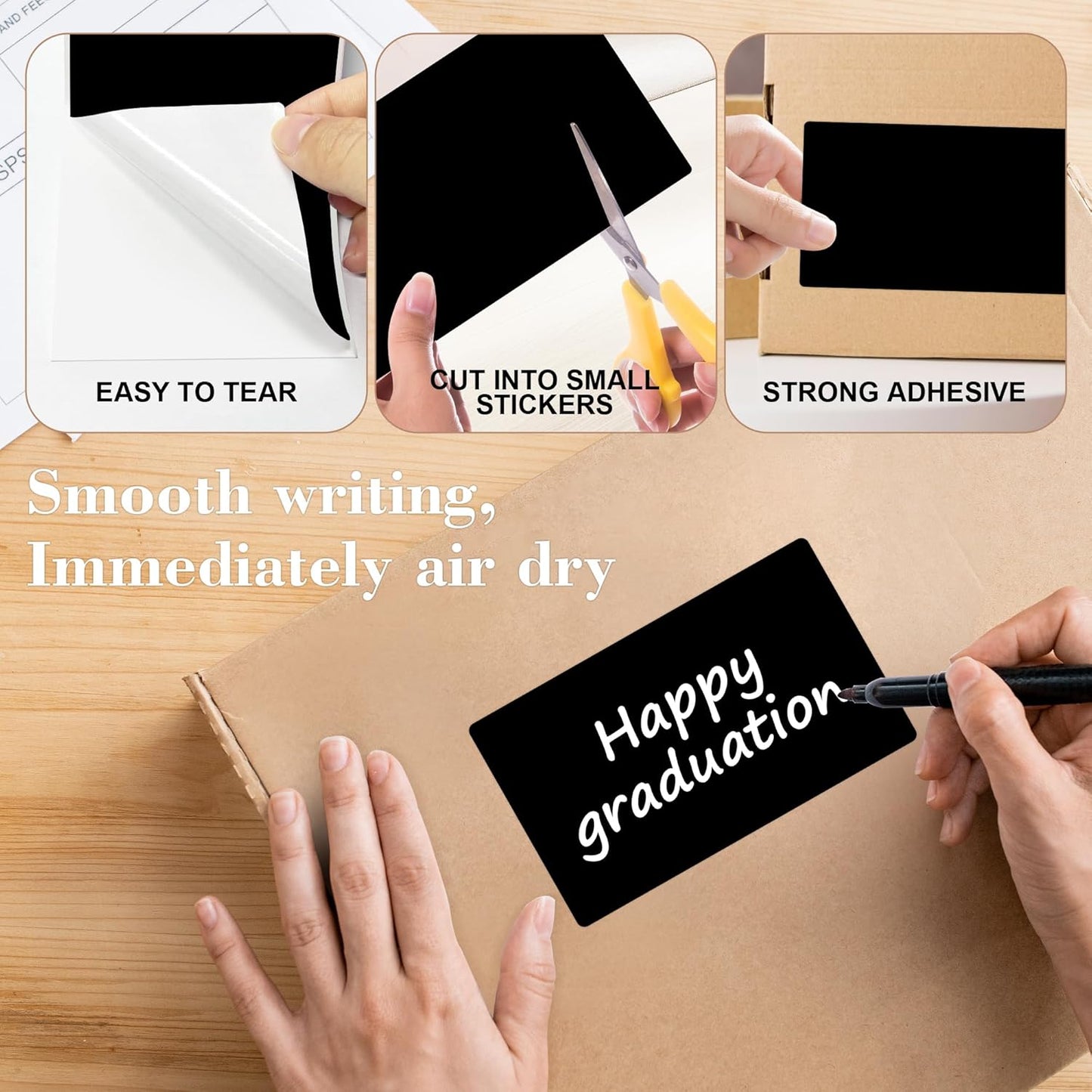 PARLAIM 3x5 inch Rectangle Color Code Stickers, 1000PCS 4 Rolls Square Adhesive Inventory Label, Black