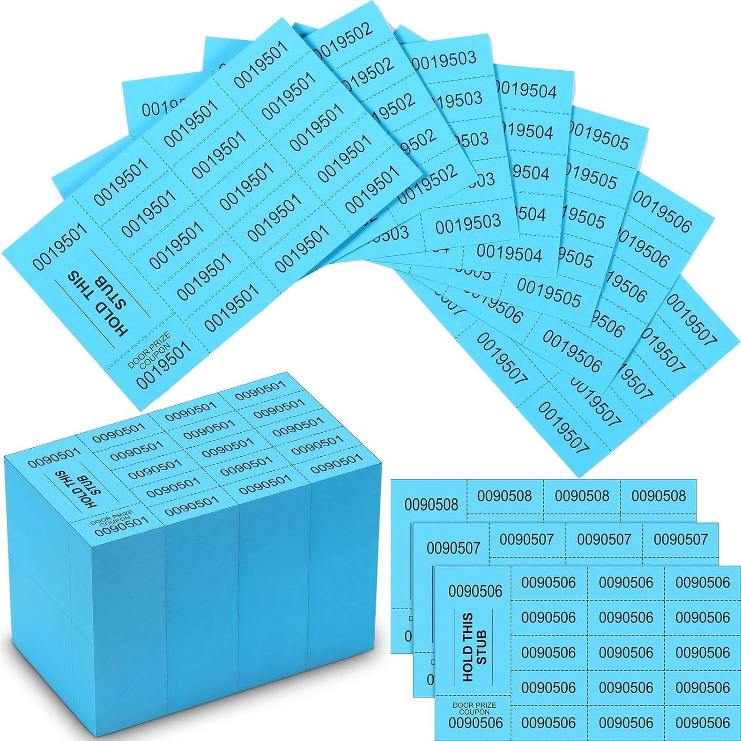 Kosiz 1000 Sheets 15 Bid Raffle Ticket Sheets Chinese Auction Tickets Numbers for Basket Events and Silent Auctions (Lake Blue)