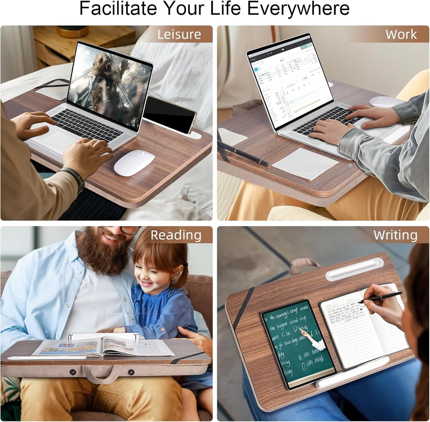 wishacc Lap Desk 24 inches Extra Large - Versatile and Comfortable for Work and Leisure