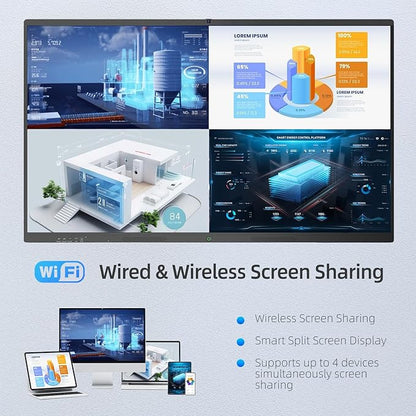 55" Smart Board, Interactive Whiteboard, 4K UHD Touchscreen, Android 13, 8+128G, All in One Smartboard for Classroom Office Home (Wall Mount Included)