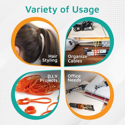 PlasticMill Orange Rubber Bands Size 33 (3 1/2" x 1/8") - #33 Colored Rubber Bands Office Supplies - Strong, Elastic Bands for Crafts, Balloon Garland, Cash, File Folders (500-Pack)