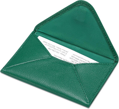 HISCOW Envelope Business Card Case with Magnet Closure - Italian Calfskin (Green)