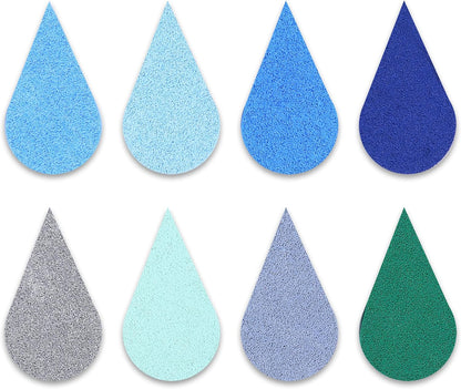 YPSelected 8 Assorted Multi Colours Waterdrop Shaped Craft Rubber Stamps Petal Ink Pads for Paper Wood Fabric (Set 1021)