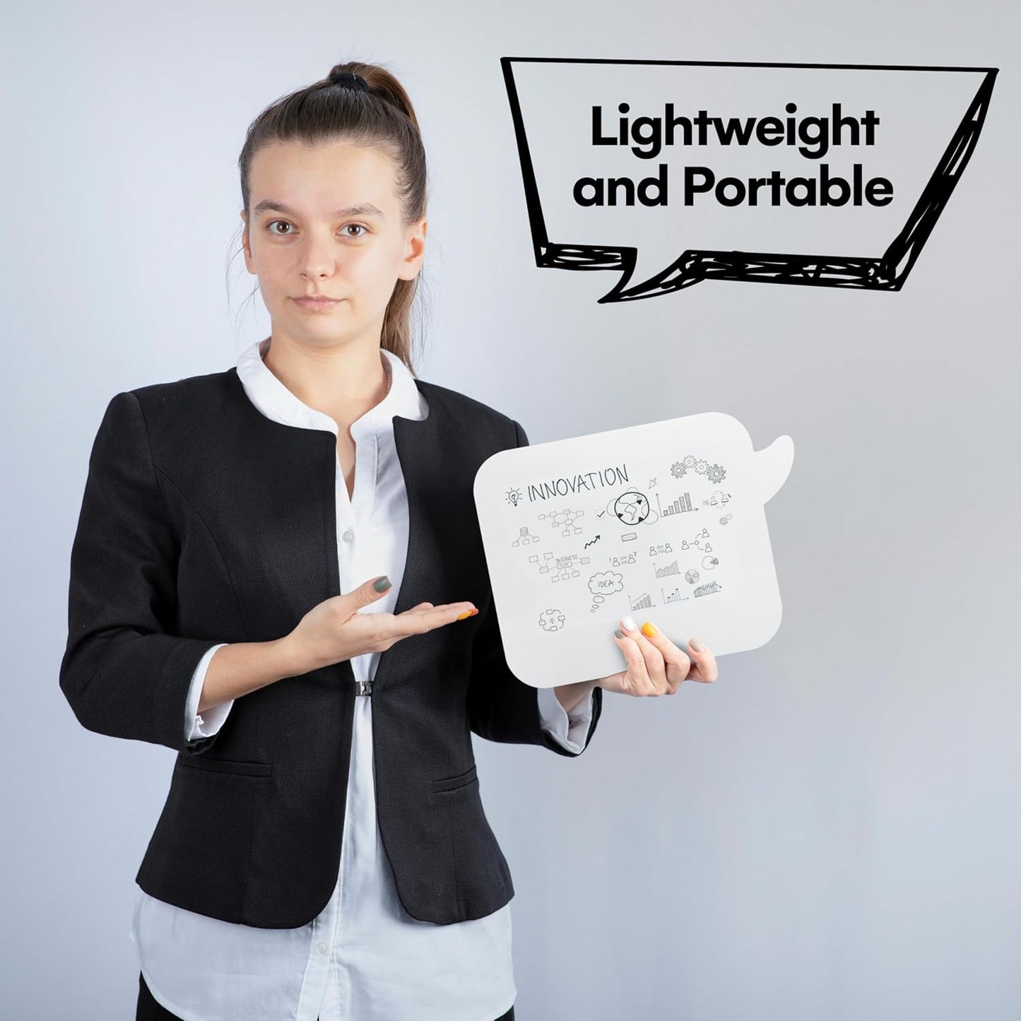 Speech Bubble White Board - Set of 10 - Dry Erase Answer Paddle for Kids and Adults - Smooth Surface for Easy Writing and Wiping - Reusable Paper Material - White