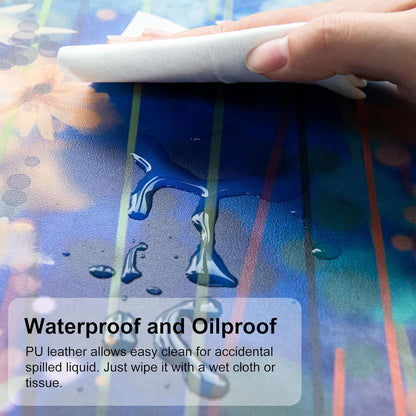 QIYI Large Desk Pad, Waterproof PU Leather Mouse Pad for Desktop, Blue Green Floral Home Décor Office Desk Accessories, Non Slip Desk Mat Writing Pads for Home Office 31.5" x 15.7" - Ivy Flowers