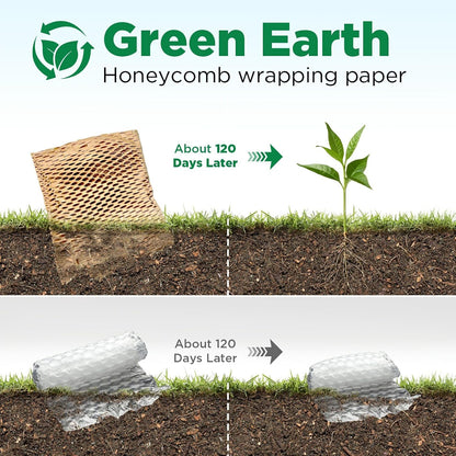 Honeycomb Packing Paper, 12"x200' Brown | Perforated Honeycomb Packing Paper Recyclable Moving Supplies for Shipping & Moving | Plastic-Free Alternative to Bubble Cushion Wrap with 36 Fragile Stickers