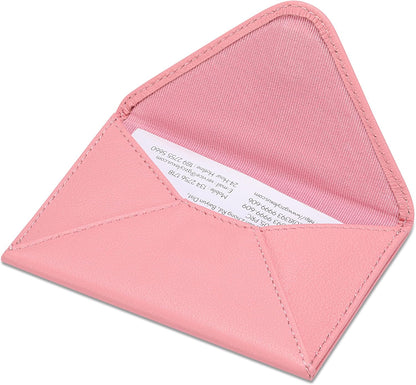 HISCOW Envelope Business Card Case with Magnet Closure - Italian Calfskin (Pink)