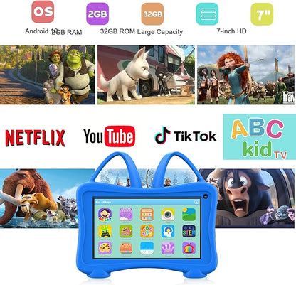 Kids Tablet 7 inch Toddlers Learning Tablets with WiFi, YouTube, Dual Camera, Touch Screen, Parental Control, Child Tablet for Boys Girls