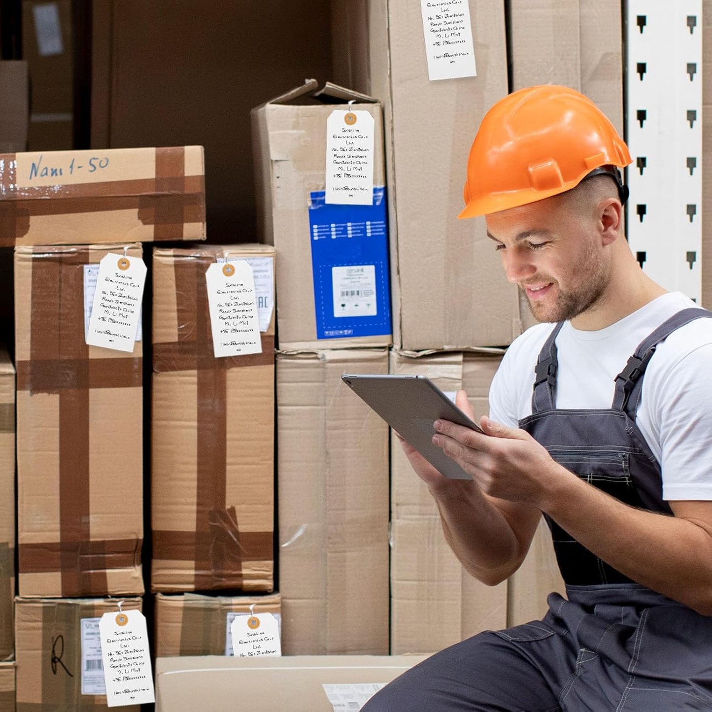 SallyFashion White Pricing Tags with Wire, 120 PCS Manila Shipping Tags 4 3/4" x 2 3/8", Wire Labels for Garage Sales, Heavy Duty Machinery, Vintage Clothing, Jewelry Pricing