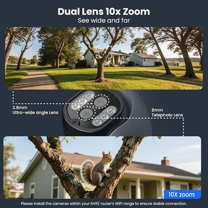 xmartO 16CH 14-Camera WiFi6 Security Camera System Wireless Outdoor/Indoor, 16CH 4K NVR with 4X 2K HD Dual Lens Cameras with Auto Tracking, 1TB HDD (Plug-in 24/7 Surveillance, Long Range WiFi)