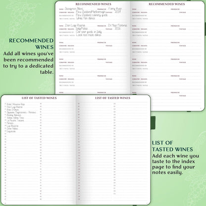 Legend Wine Tasting Journal – Wine Guide & Diary – Unique Accessories & Gifts for Wine Lovers, Women & Men, Eco Leather Notebook (Forest Green)