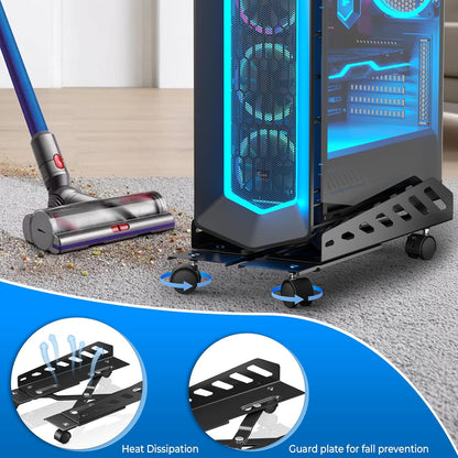 AGPTEK CPU Stand, Computer Tower Stand Adjustable Length(15.7"-20")and Adjustable Width (6.3"-11.8") with 2 Locking Wheels and 2 Caster Wheels, UPC Steel Rolling Stand Computer Stand for Desktop Tower