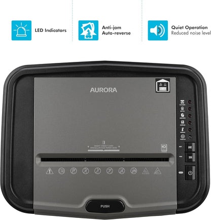 Aurora High Security 120-Sheet Auto Feed Micro-Cut Paper and Credit Card Shredder with 5 Gallon Pullout Basket / 60 Minutes/Security Level P-5