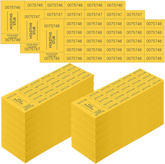 Kosiz 2000 Sheets Raffle Ticket 25 Bid Chinese Auction Tickets Tricky Tray Basket Raffle Sheets for Back to School Class Rewards Carnival Door Prizes Events(Dark Yellow)